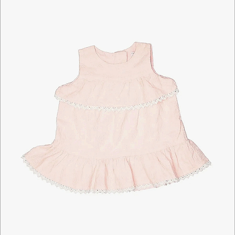 Catherine Malandrino Dress Baby Girl Pink Size 18 Months Ruffle Sleeveless EUC